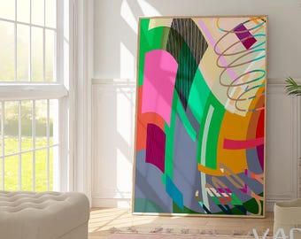 Colorful Retro Abstract Art Print: Modern Wall Decor (Digital Download)