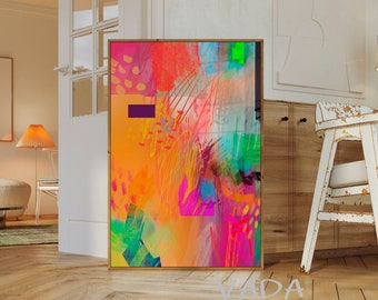 Hot Pink Abstract Art Print: Modern Colorful Wall Decor (Digital Download)