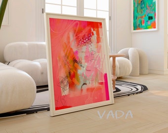 Hot Pink Abstract Art Print: Modern Vibrant Wall Decor (Digital Download)