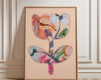 Orange Tulpe Druck: Abstrakt Floral Botanische Wandkunst (Digitaler Download)