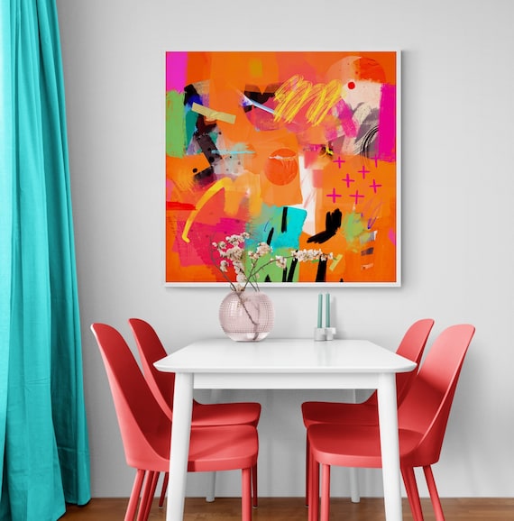 Bright Orange Printable Abstract Art Colorful Abstract - Etsy