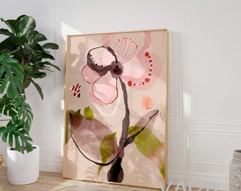 Rosa Blumen Aquarell Bild: Rosa Blumen Bild (Digitaler Download)
