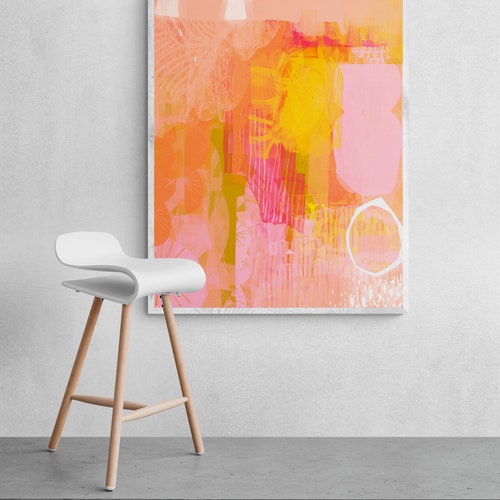Abstract Print Yellow Watercolor Printable Wall Art Digital Etsy