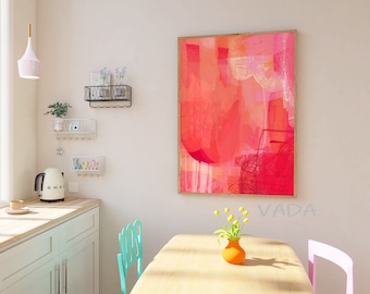 Hot Pink Abstract Art Print: Trendy Vibrant Wall Decor (Digital Download)