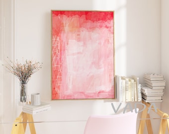 Impression d'art abstrait rose clair : peinture minimaliste (téléchargement numérique)