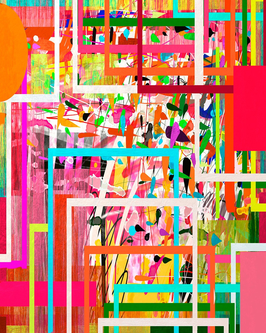 Printable Abstract Art, Colorful Abstract Painting, Digital Download