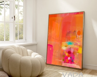 Orange & Pink Abstract Art Print: Vibrant Wall Decor (Digital Download)