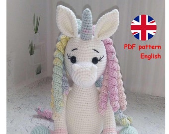 PATTERN unicorn, PATTERN ONLY: Unicorn, Crochet unicorn pattern,Pattern unicorn, Pattern unicorn toy, pdf  Pattern in English, Pattern pony