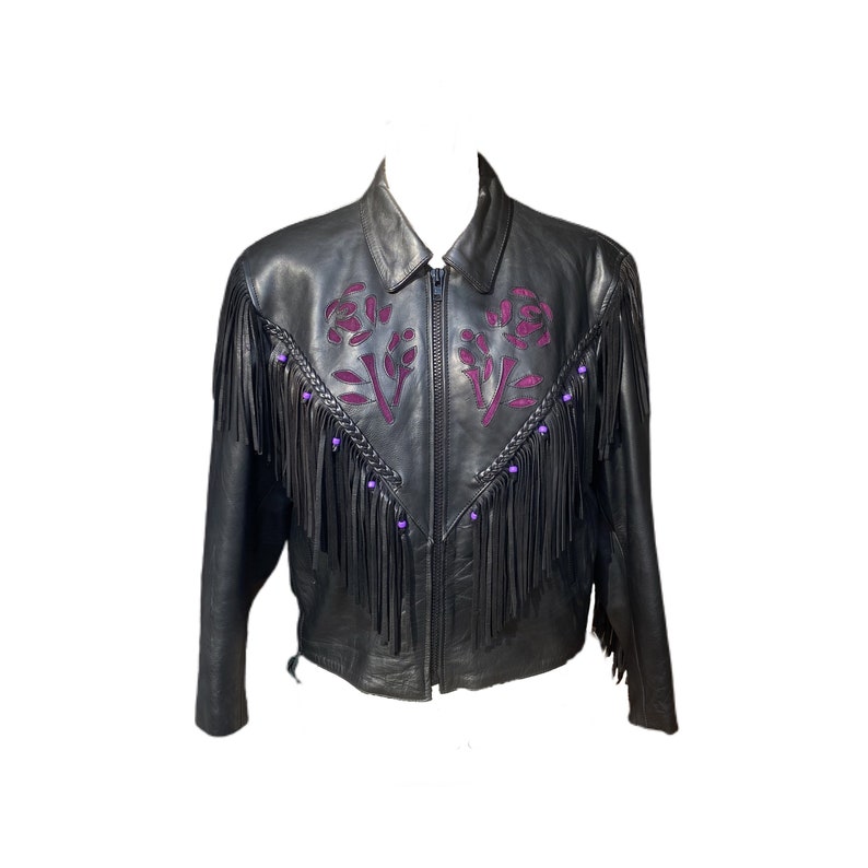 unik leather jacket with fringe