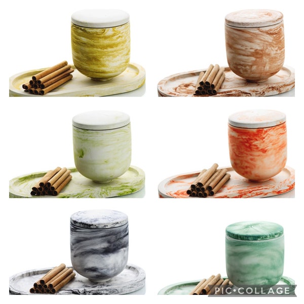 Jars for candles | Candle jars with lid | Gypsum Candle Cup | Color Jars | Tray for candle | Plaster jar for candles | ceramic jars