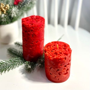 SET of TWO Beeswax Pillar Candles, Pure 100% Beeswax, Honey Aroma, 2.3&quot; Diameter x 3.1&quot;, 4.7&quot; Tall, Unique Gift