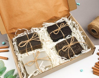 Soap Scrub Set, SPA Gift Set, Soap Bar Set, Handmade Soap, Coffee Soap Scrub, Grape Seed Soap, See Sand Soap Scrub, Herbal Soap Scrub