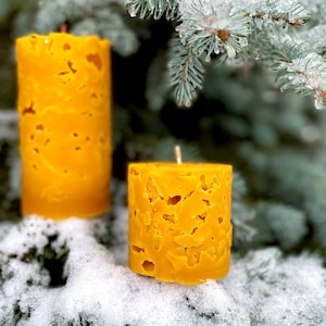 Beeswax Pillar Candle, Pure 100%Beeswax, Honey Aroma, 2.3&quot; Diameter x 3.1&quot;, 4.7&quot; Tall - 2 Sizes, Unique Gift