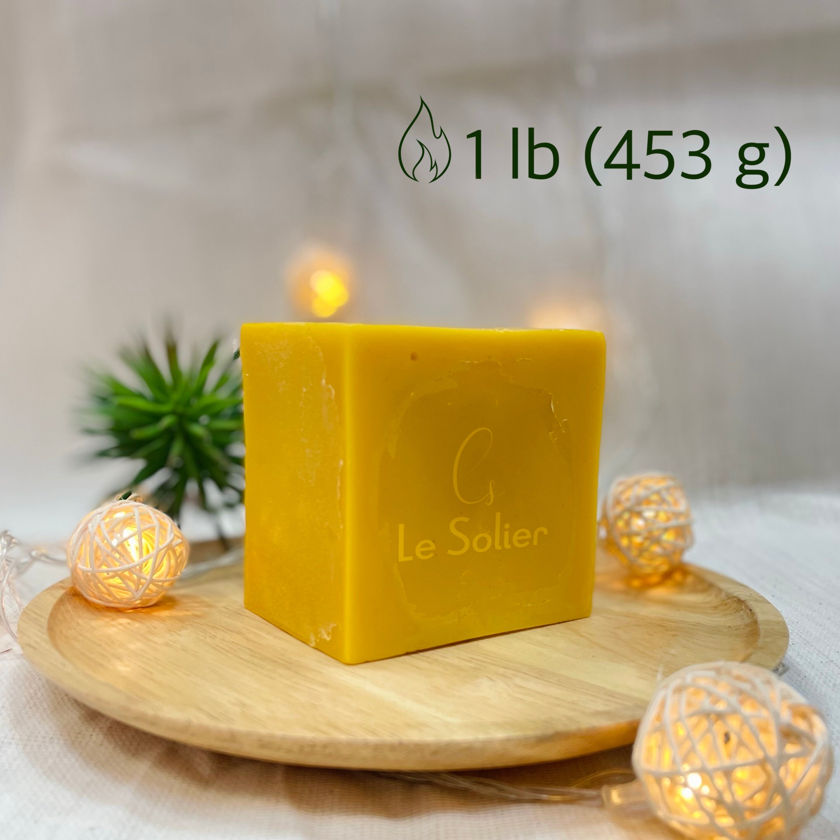 Pure Beeswax Block: Natural Honey Scent, Candle & Soap Making (1 lb/453g)