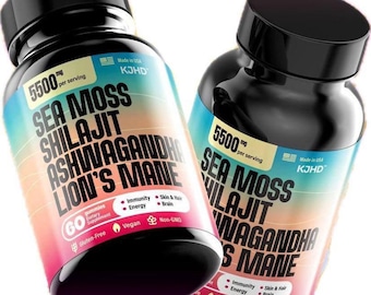 Superfood Gummies: Shilajit, Ashwagandha, Sea Moss, Lion’s Mane - Raspberry Flavor (Set of 2)
