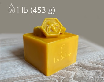 100% Pure Beeswax Block: Natural Honey Aroma, DIY Candles & Skincare (1 lb / 453 g)
