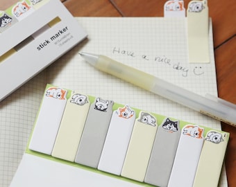 Kawaii Sleepy Shiba Inu Sticky Page Markers / Index Tabs F00049