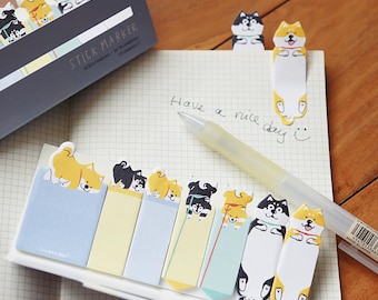 Kawaii Playful Shiba Inu Sticky Page Markers / Index Tabs F00050