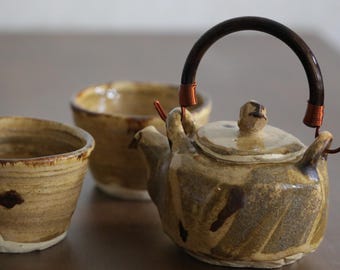 Shannon's Hand-Crafted Teapot Set ~ Shigaraki Clay Light Earthy Rustic SH00305