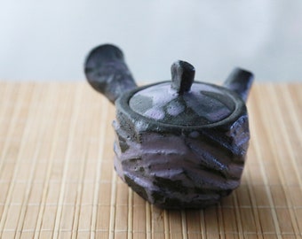 Shannon's Handmade Ceramics Japanese Teapot ~ Shigaraki Black Clay Granite Mauve Purple ~ SH00224