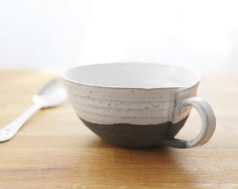 Shirgaraki Ware, White Multiply, Soup Mug A00302 (14.2 fl oz)