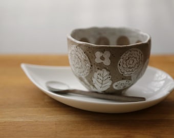 Shannon's Handmade Pottery Tea Cup ~ The Quiet Bloom Set - SH00309