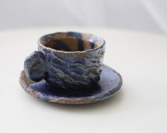 Shannon's Handmade Ceramics Espresso Coffee Cup and Saucer Set ~ Black Mountain - SH00248