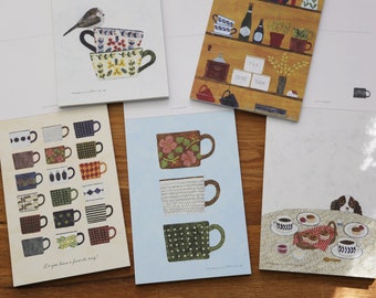 Green field Postcard ~ My Favorite Mugs by Midori Asano