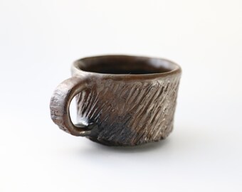 Shannon's Handmade Ceramics Espresso Coffee Cup ~ Shigaraki Black Clay Granite SH00213c