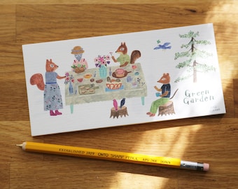 Japanese Washi Mini Letter Paper ~ Green Garden by Aiko Fukawa