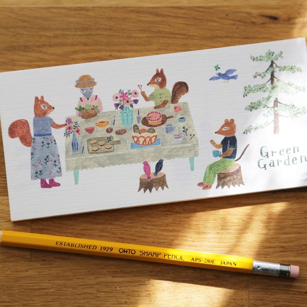 Japanisches Washi Mini Briefpapier ~ Grüner Garten von Aiko Fukawa