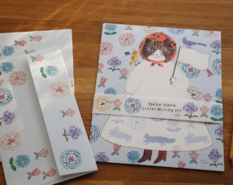 Letter Paper & Envelope set ~ Neko Hana,  by Aiko Fukawa