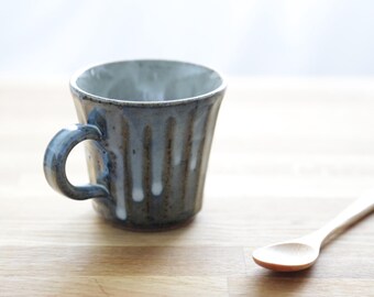 Shirgaraki Ware, Aohagi Carved, Coffee Cup A00264 (6.7 fl oz)