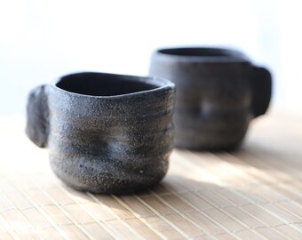 Shannon's Handmade Ceramics Coffee Cup ~ Shigaraki Black Clay Granite SH00212ab