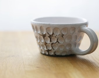 Shannon's Handmade Ceramics Coffee Cup ~ Shigaraki Nanban Grog Clay ~  White SH00278