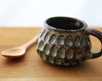 Shannon's Handmade Ceramics Coffee Cup ~ Grogged Black SH00239