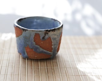 Shannon's Handmade Ceramics Japanese Tea Cup ~ Shigaraki Red Clay - River ~ SH00293