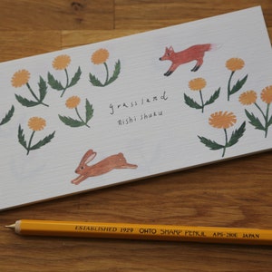 Papel de carta mini washi japonés ~ Grass Land de Nishi Shuku