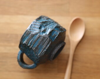 Shannon's Handmade Ceramics Espresso Coffee Cup ~ Shigaraki Black Clay Granite SH00207