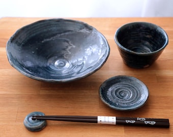 Shannon's Pottery "Me Time" Tableware Set ~ Lave Fleck Navy SH00308
