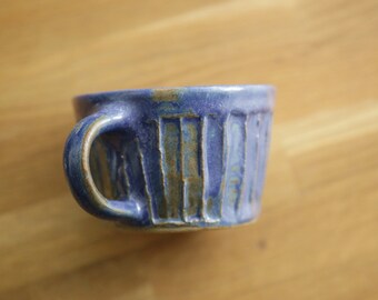 Shannon's Handmade Ceramics Coffee Cup ~ Rustic Carving - Frosty Blue SH00272