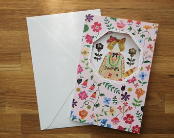 Birthday Greeting Card ~ Botanical Garden (Cat)  by Aiko Fukawa