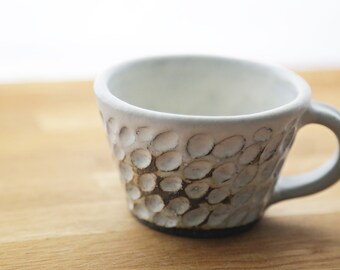 Shannon's Handmade Ceramics Coffee Cup ~ Shigaraki Nanban Grog Clay ~  White SH00276