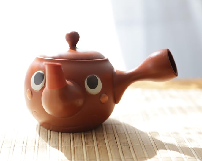 Featured listing image: Tokoname Ware, Shudei (Red Clay) Kyusu Kun Japanese Teapot A00286 (10 fl oz)