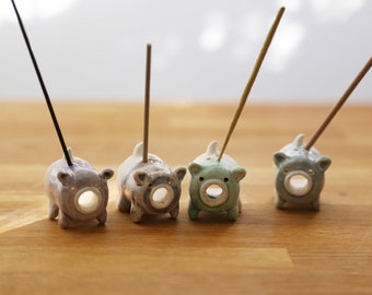 Shannon's Handmade Pottery Incense Stick Holder ~ Pig SH00115a