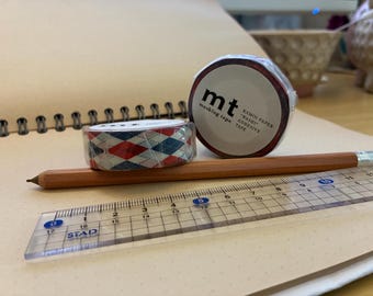 mt Classic Red & Blue Argyle Plaid Japanese Washi Tape F00070