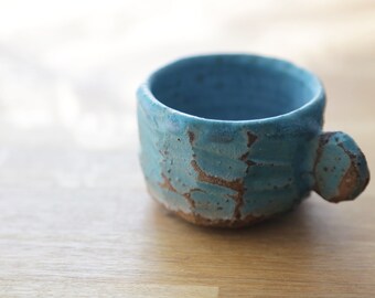 Shannon's Handmade Ceramics Espresso Coffee Cup ~ Lave Fleck ~ T. Blue SH00263