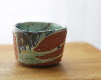 Shannon's Handmade Ceramics Japanese Tea Cup ~ Shigaraki Red Clay - Seacoast ~ SH00290