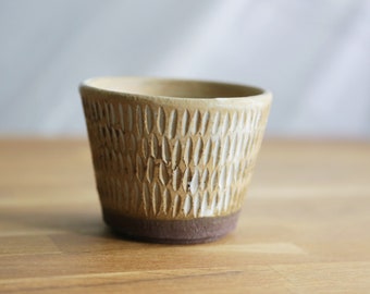 Shannon's Handmade Ceramics Tea Cup ~ Shigaraki Nanban Grog Clay - Oatmeal White  SH00283