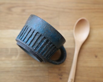 Shannon's Handmade Ceramics Espresso Coffee Cup ~ Shigaraki Clay Granite Black SH00184
